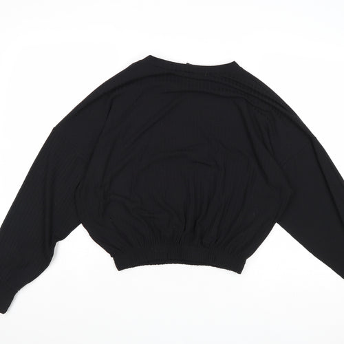 New Look Womens Black Polyester Basic Blouse Size M Round Neck