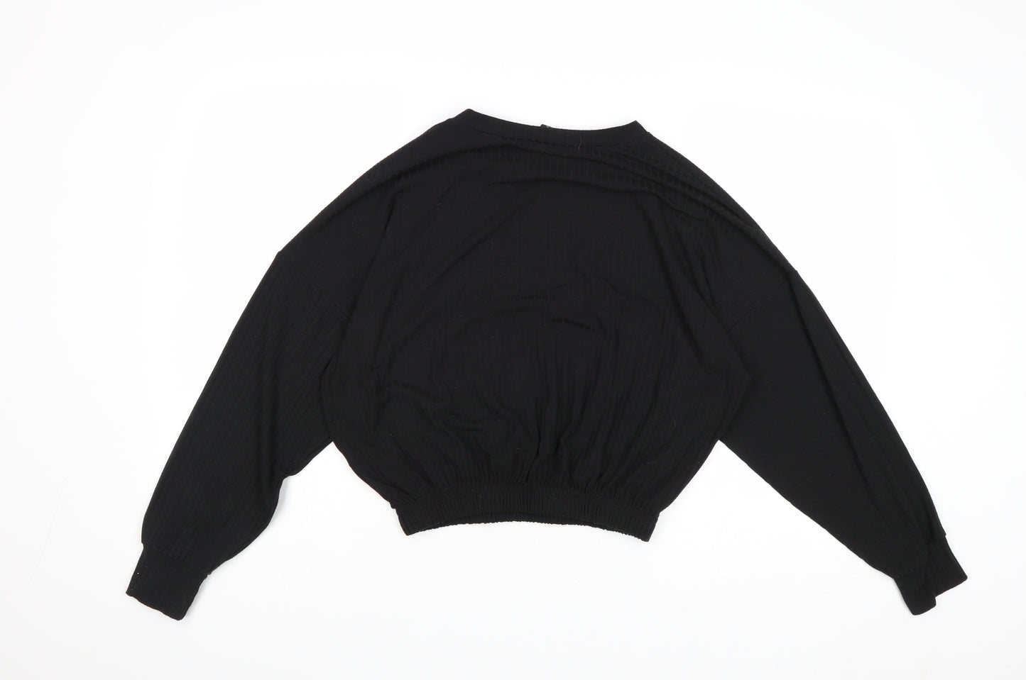 New Look Womens Black Polyester Basic Blouse Size M Round Neck