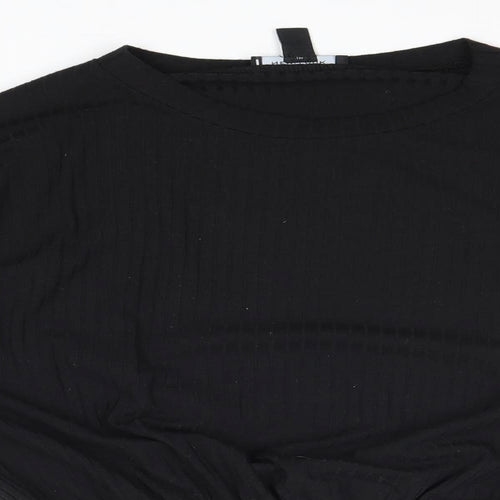 New Look Womens Black Polyester Basic Blouse Size M Round Neck