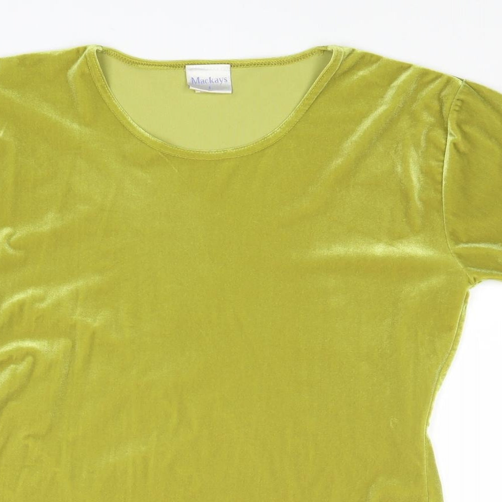Mackays Womens Green Polyester Basic T-Shirt Size L Round Neck