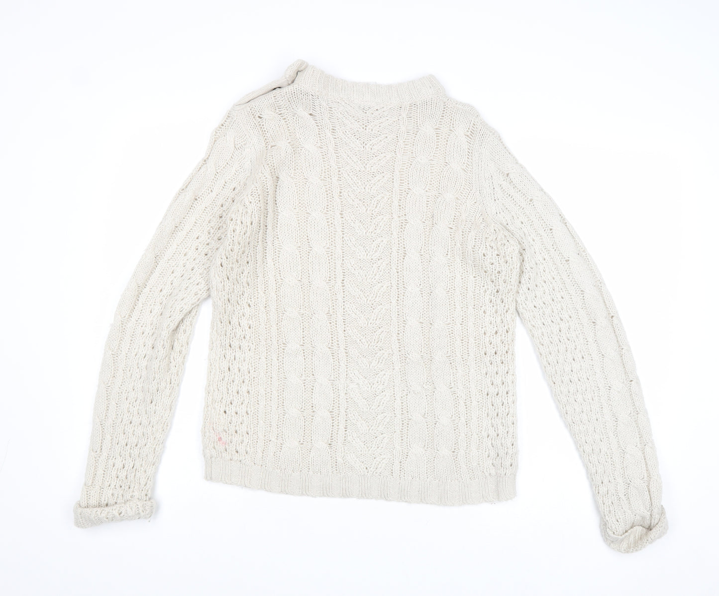 VILA Womens Beige Round Neck Acrylic Pullover Jumper Size M