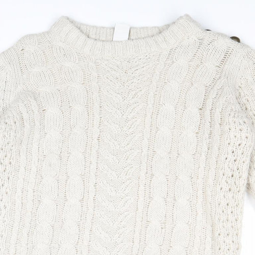 VILA Womens Beige Round Neck Acrylic Pullover Jumper Size M