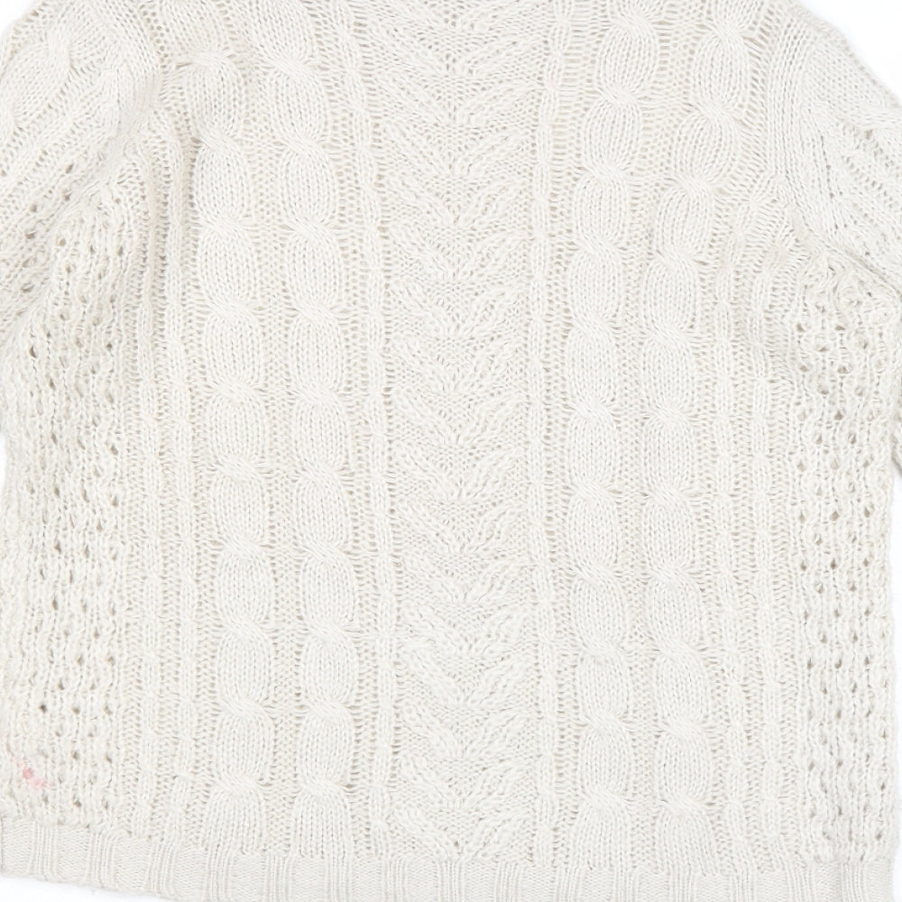 VILA Womens Beige Round Neck Acrylic Pullover Jumper Size M