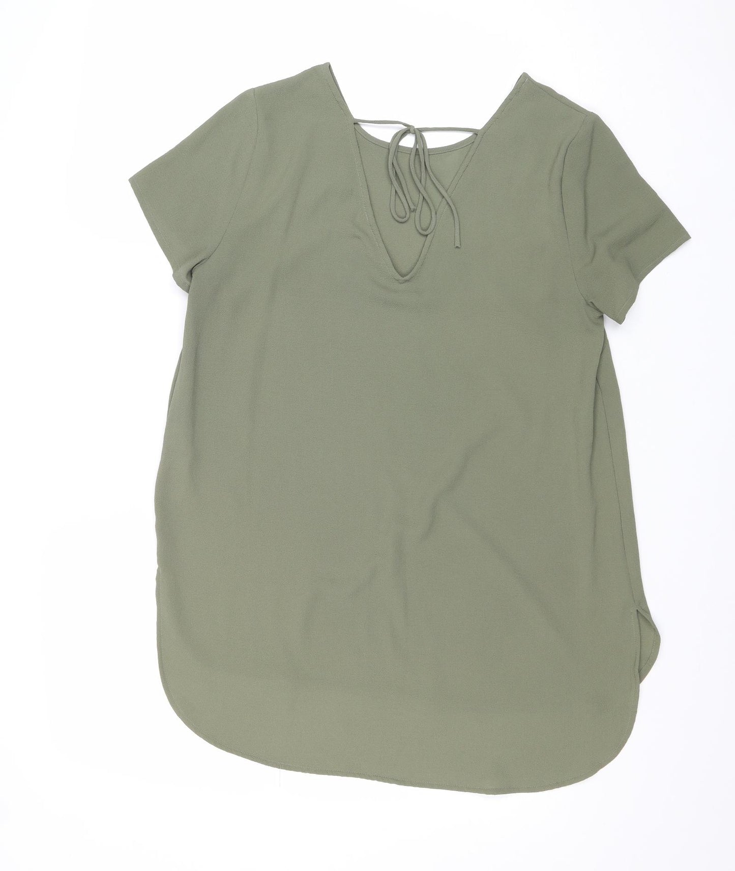 New Look Womens Green Polyester Basic T-Shirt Size 10 Round Neck - Flower