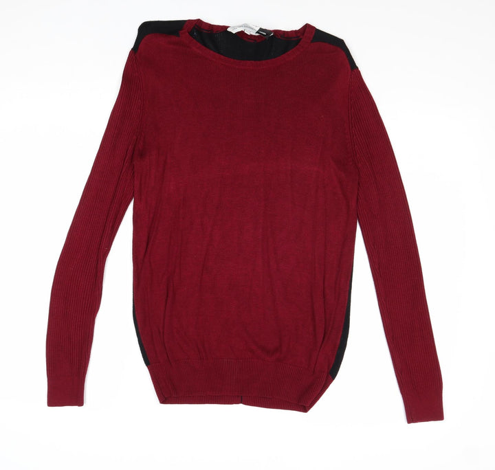 Jonathan Saunders Womens Red Round Neck Viscose Pullover Jumper Size 14