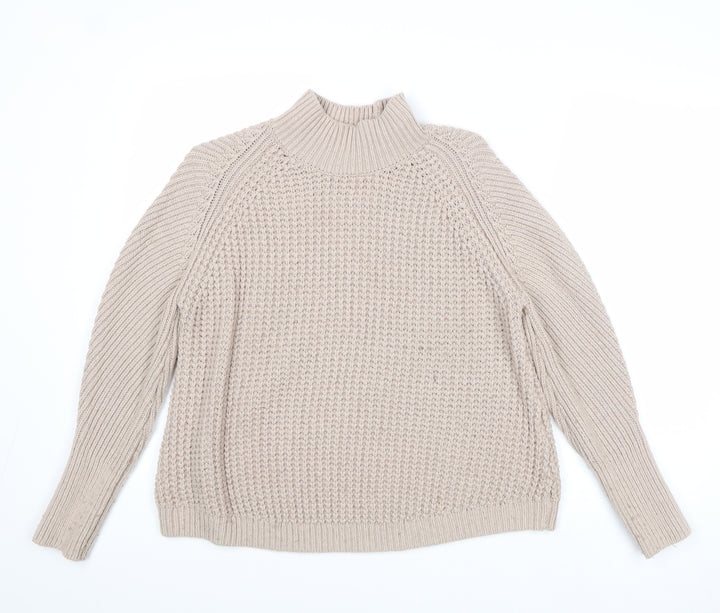Monsoon Womens Beige Mock Neck Polyester Pullover Jumper Size M