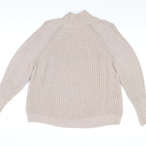 Monsoon Womens Beige Mock Neck Polyester Pullover Jumper Size M