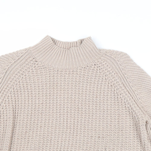 Monsoon Womens Beige Mock Neck Polyester Pullover Jumper Size M
