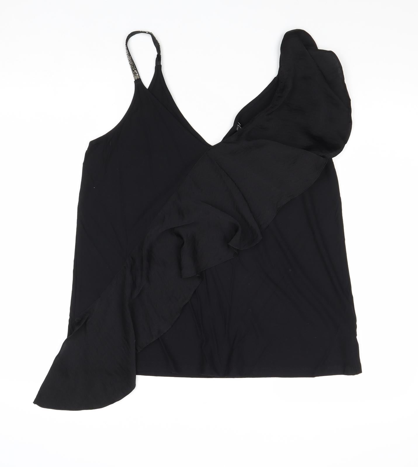 NEXT Womens Black Viscose Basic Tank Size 14 V-Neck