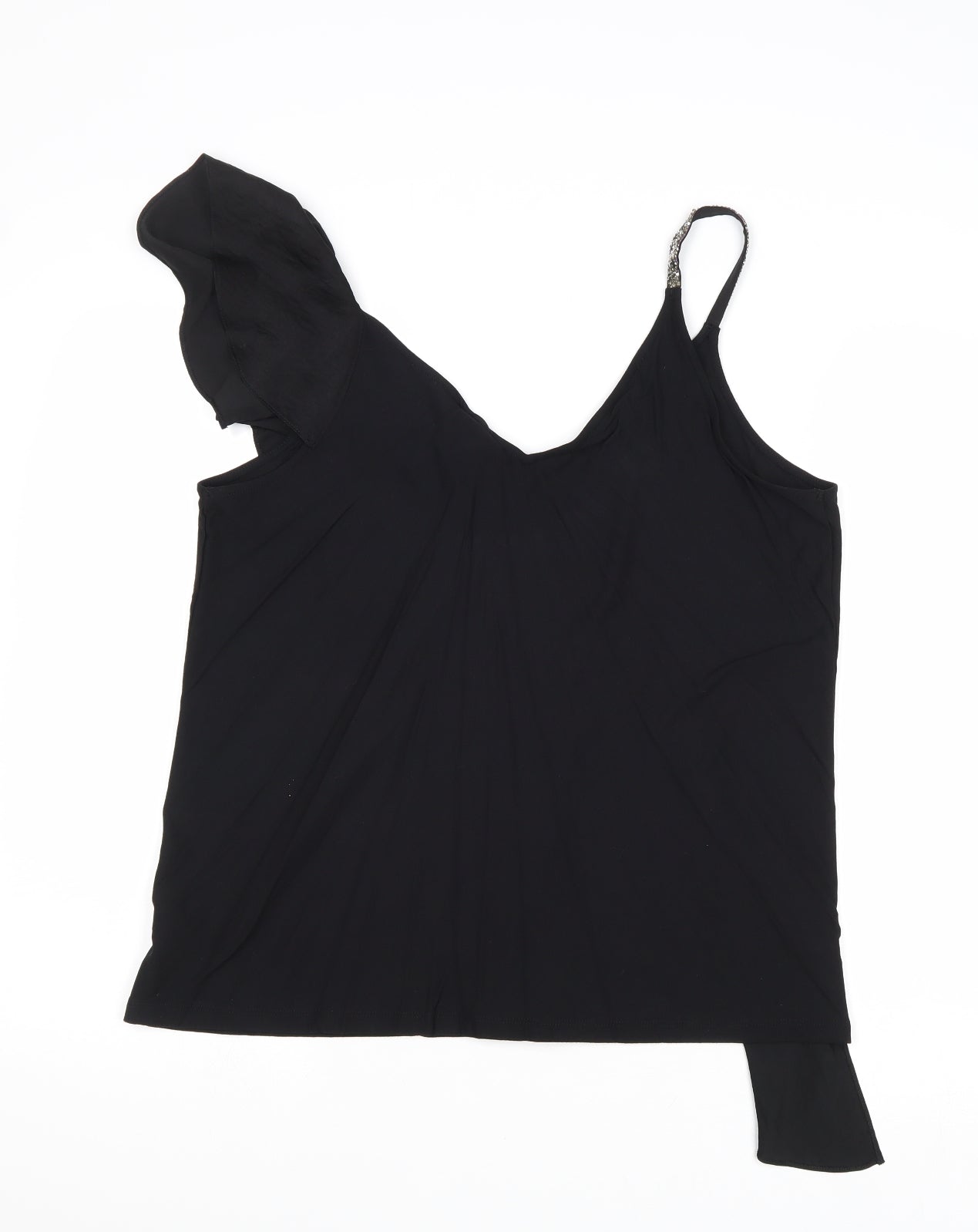 NEXT Womens Black Viscose Basic Tank Size 14 V-Neck