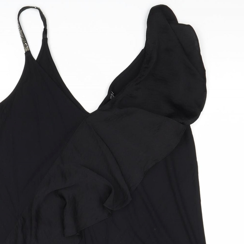 NEXT Womens Black Viscose Basic Tank Size 14 V-Neck