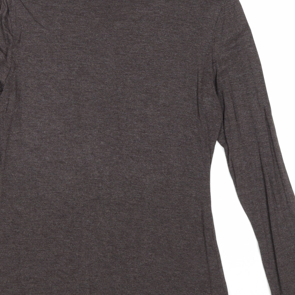 H&M Womens Brown Viscose Basic T-Shirt Size S Roll Neck