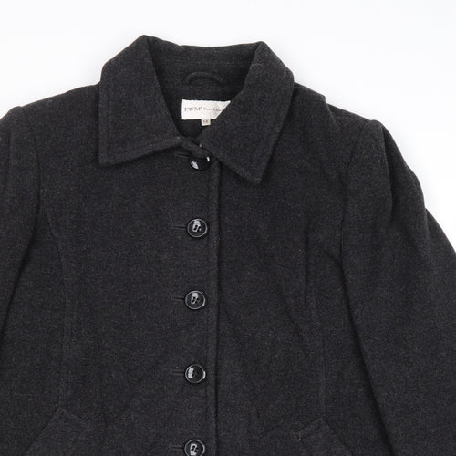 EWM Womens Grey Overcoat Coat Size 12 Button