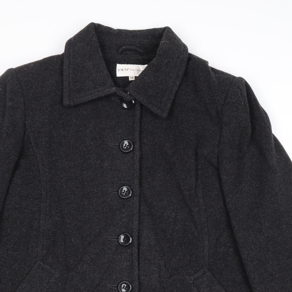 EWM Womens Grey Overcoat Coat Size 12 Button