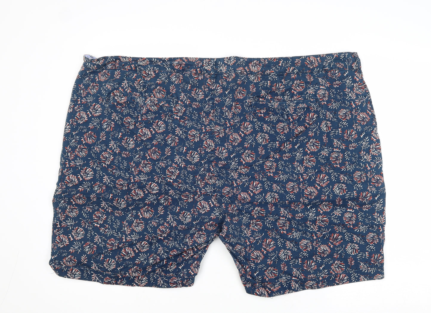 JD Williams Mens Blue Floral Cotton Chino Shorts Size 50 in Regular Zip