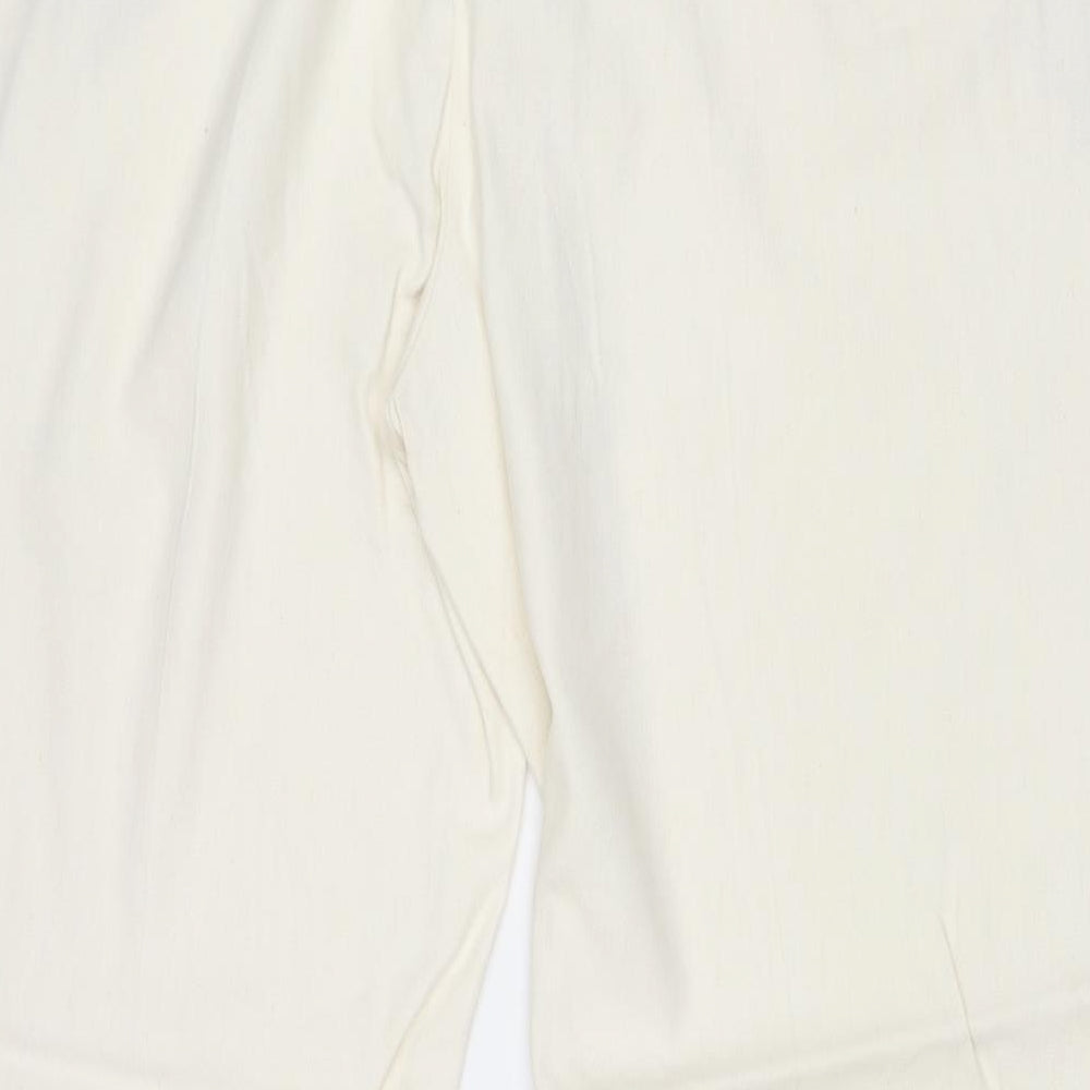 Marks and Spencer Womens Beige Linen Trousers Size 20 Regular Zip