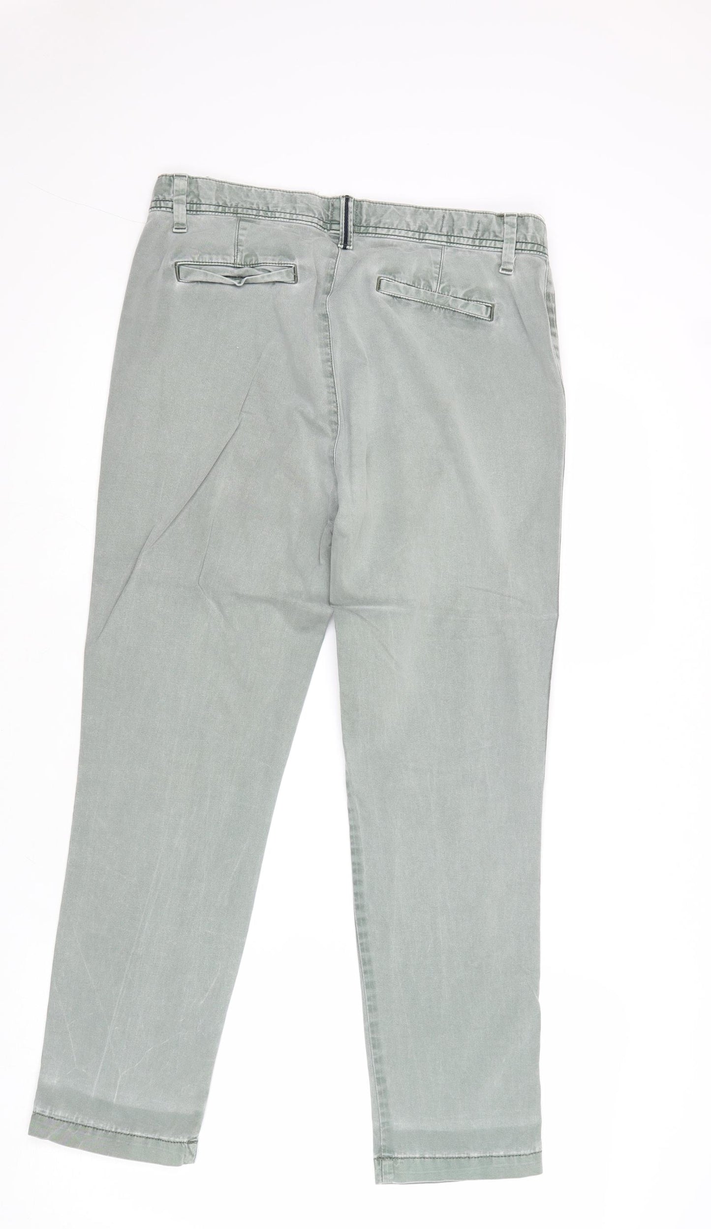 Gap Womens Green Cotton Chino Trousers Size 6 Regular Zip