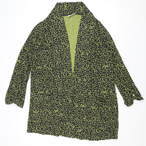 Adini Womens Green V-Neck Geometric Cotton Pullover Jumper Size S
