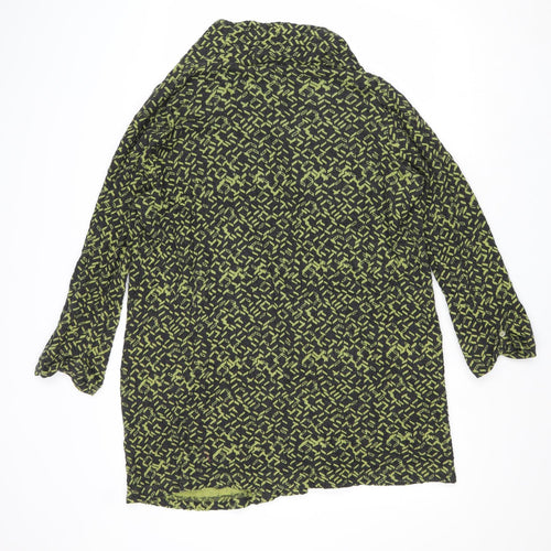 Adini Womens Green V-Neck Geometric Cotton Pullover Jumper Size S