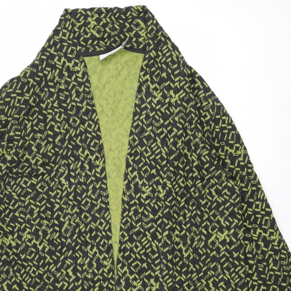 Adini Womens Green V-Neck Geometric Cotton Pullover Jumper Size S