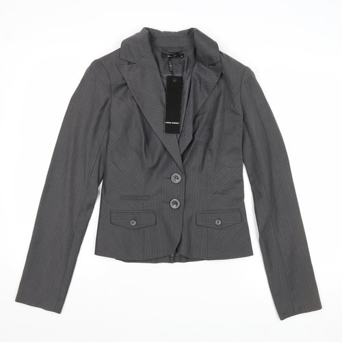 Vera Moda Womens Grey Striped Polyester Jacket Suit Jacket Size 8