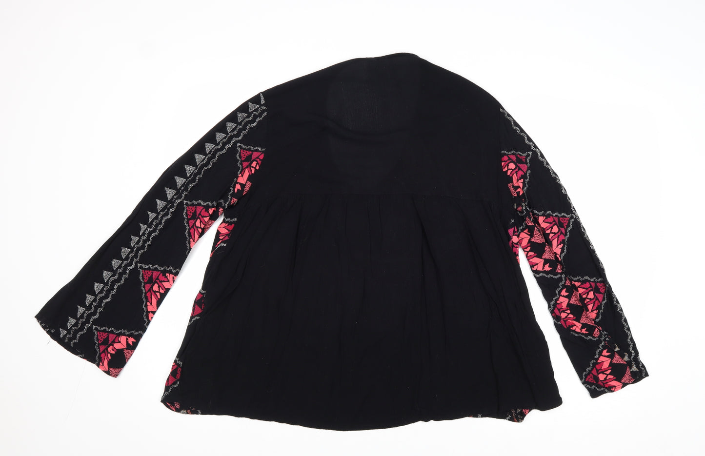 Vera Moda Womens Black Geometric Viscose Basic Blouse Size XS Round Neck