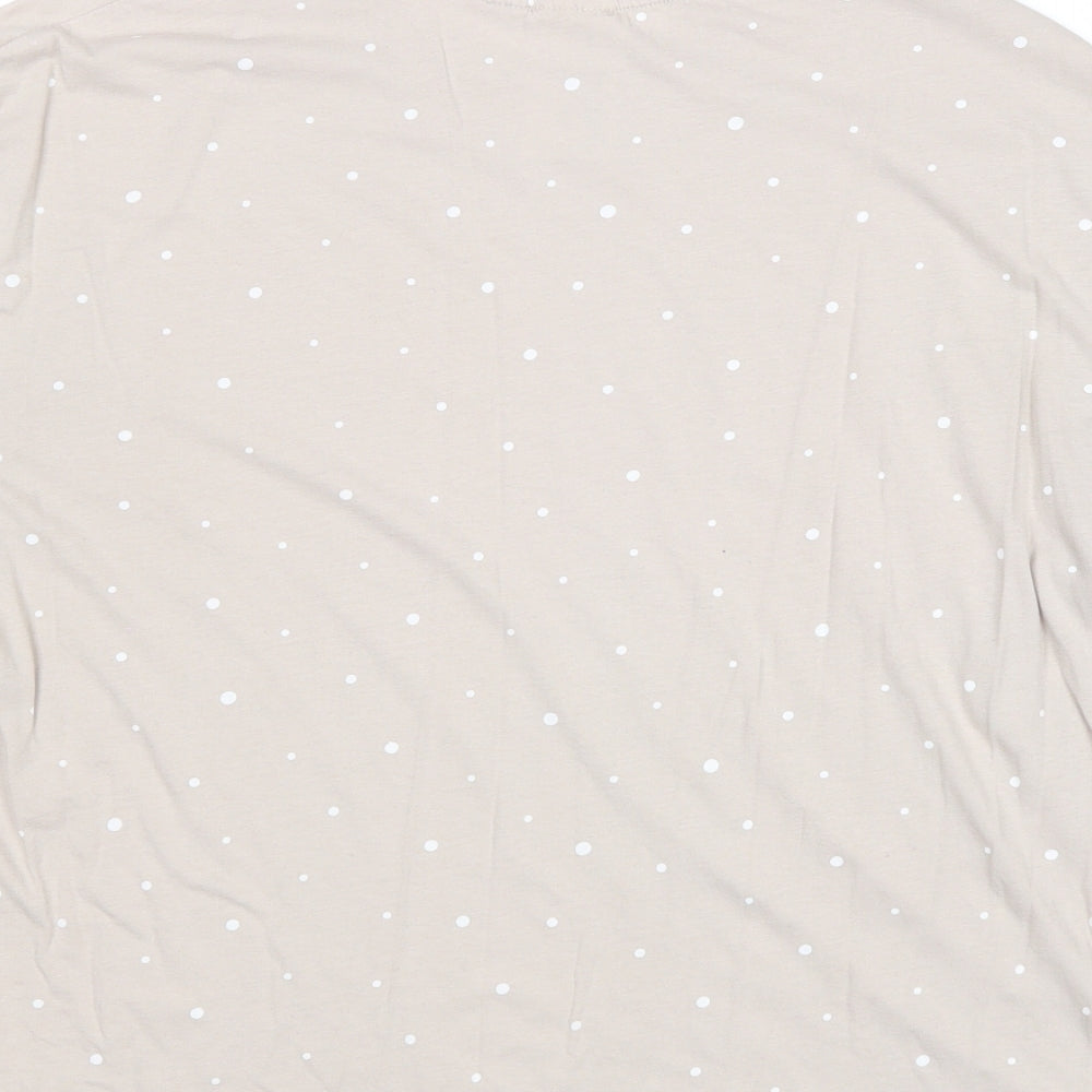 H&M Womens Beige Polka Dot Cotton Basic T-Shirt Size M Round Neck