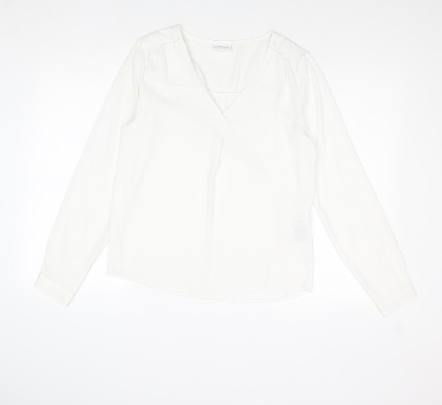 VILA Womens White Polyester Basic Blouse Size S V-Neck
