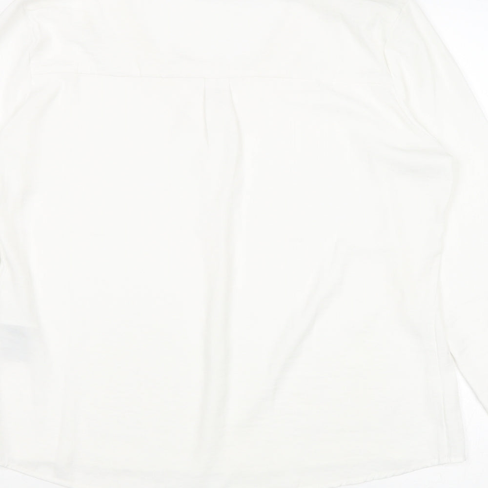 VILA Womens White Polyester Basic Blouse Size S V-Neck