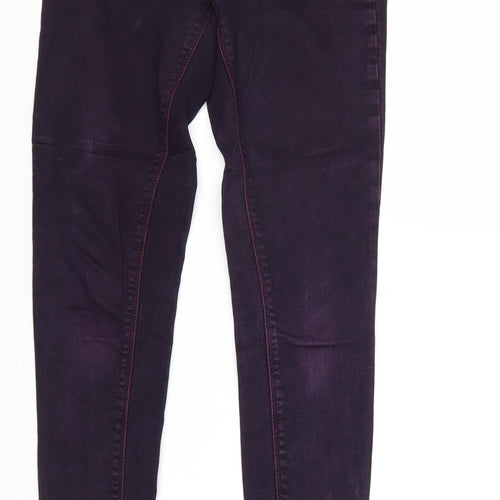 Warehouse Womens Purple Cotton Skinny Jeans Size 10 Regular Zip