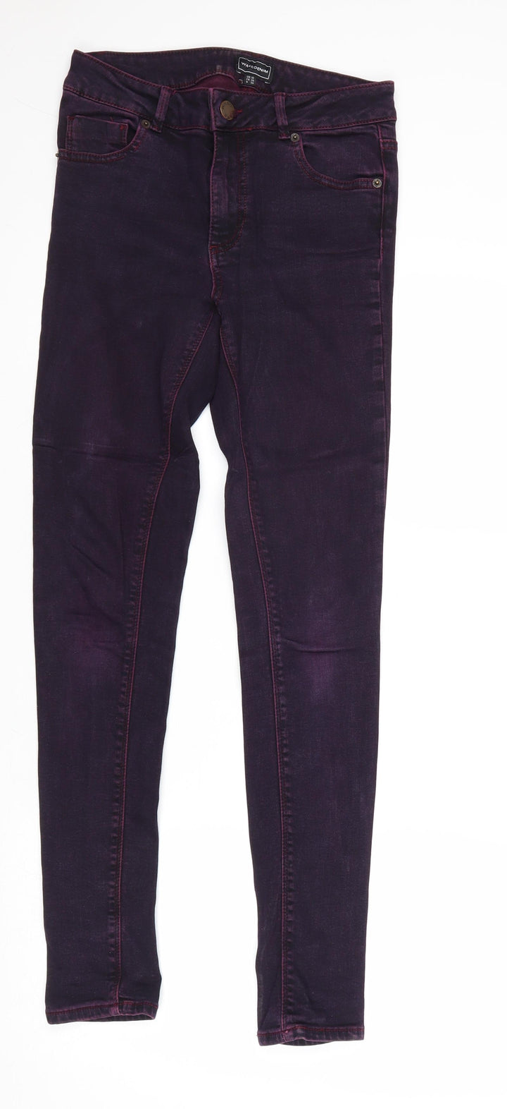 Warehouse Womens Purple Cotton Skinny Jeans Size 10 Regular Zip