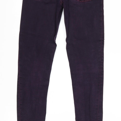Warehouse Womens Purple Cotton Skinny Jeans Size 10 Regular Zip