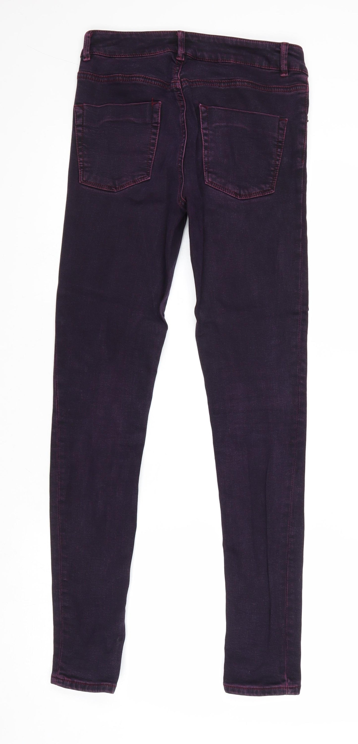 Warehouse Womens Purple Cotton Skinny Jeans Size 10 Regular Zip