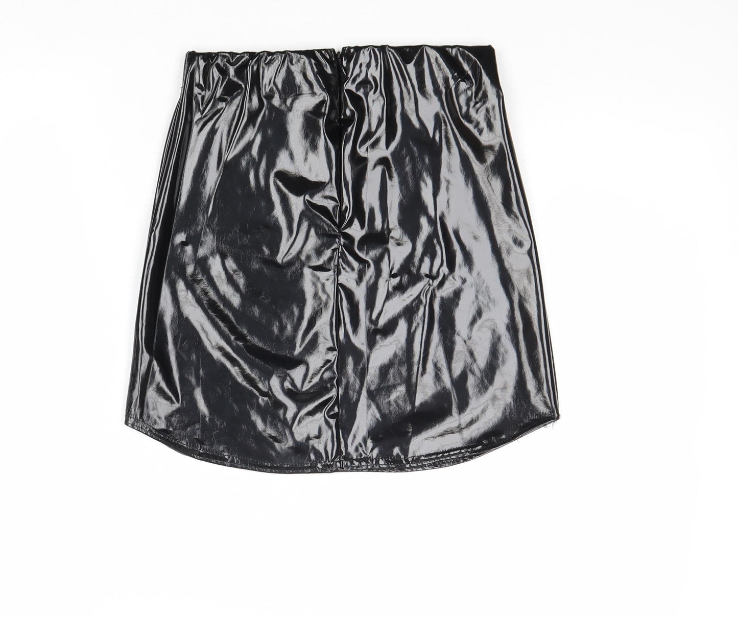 Missguided Womens Black Polyester A-Line Skirt Size 8 Zip