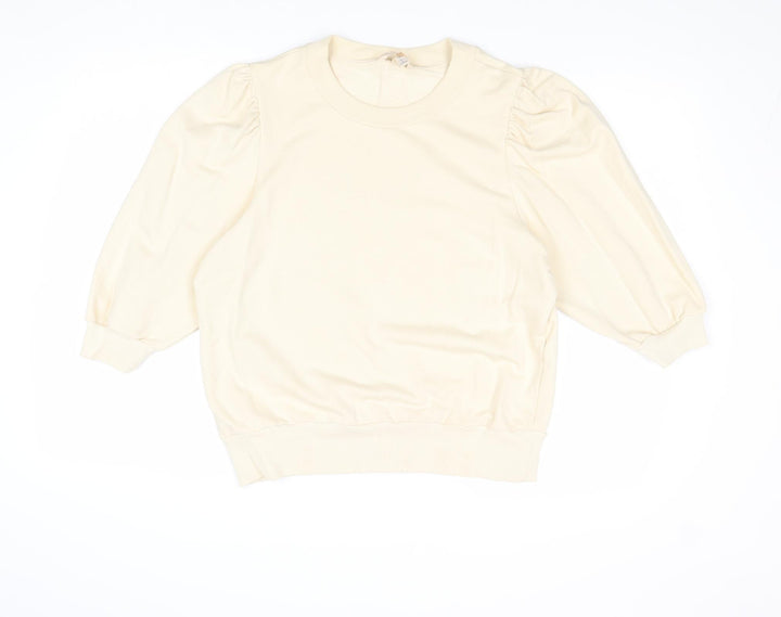H&M Womens Beige Cotton Pullover Sweatshirt Size L Pullover