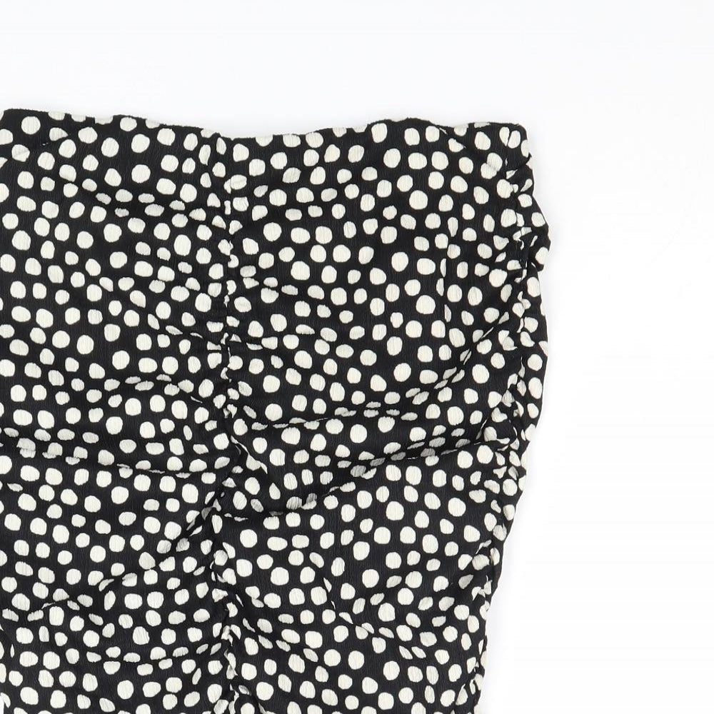 New Look Womens Black Polka Dot Polyester Bandage Skirt Size 10