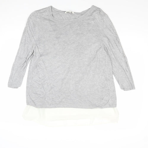 Retrology Womens Grey Boat Neck Viscose Pullover Jumper Size L