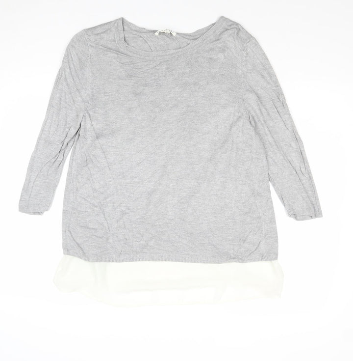 Retrology Womens Grey Boat Neck Viscose Pullover Jumper Size L
