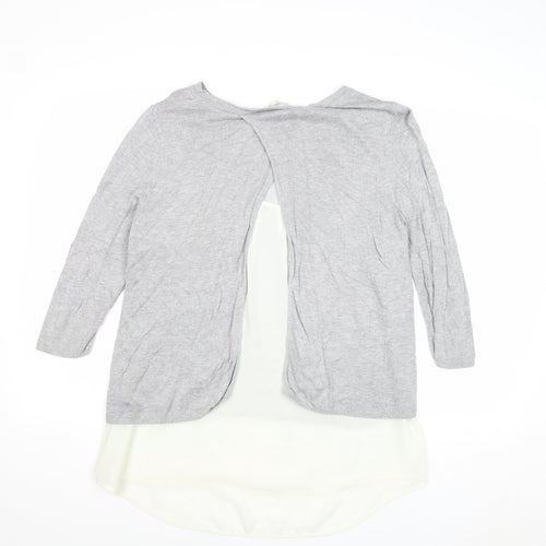 Retrology Womens Grey Boat Neck Viscose Pullover Jumper Size L