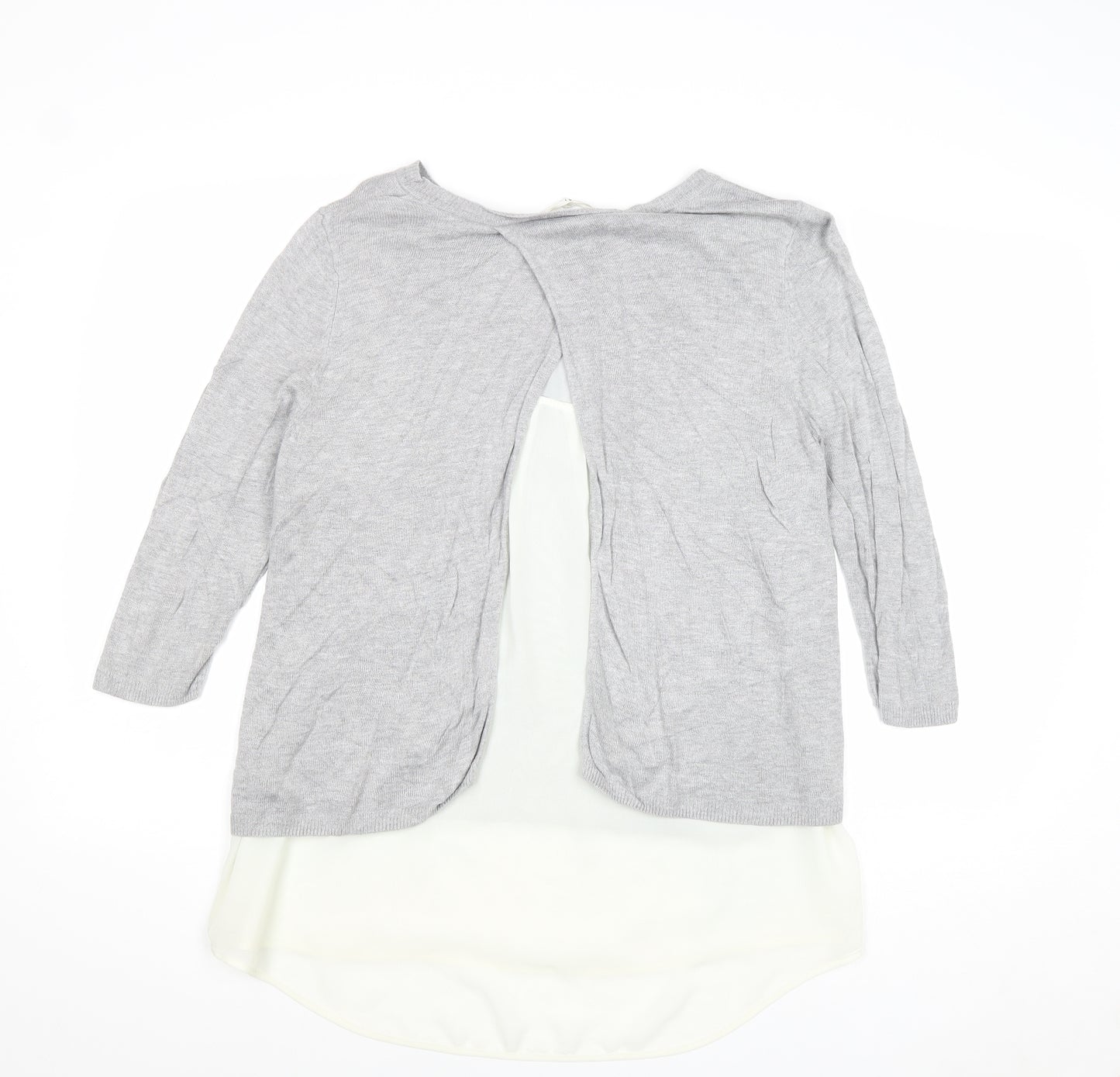 Retrology Womens Grey Boat Neck Viscose Pullover Jumper Size L