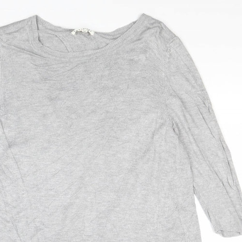 Retrology Womens Grey Boat Neck Viscose Pullover Jumper Size L