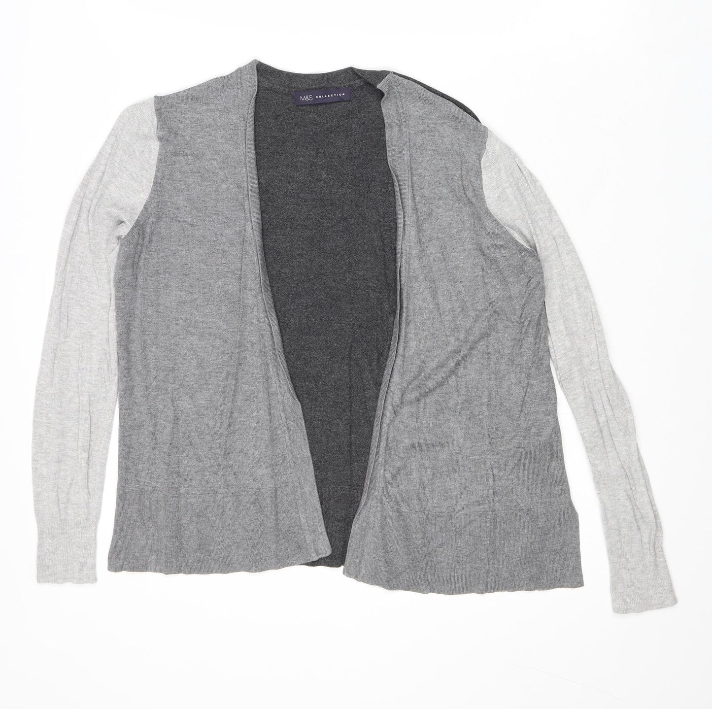 Marks and Spencer Womens Grey V-Neck Viscose Cardigan Jumper Size 10