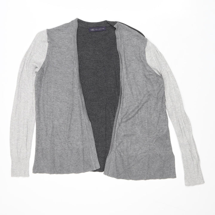 Marks and Spencer Womens Grey V-Neck Viscose Cardigan Jumper Size 10