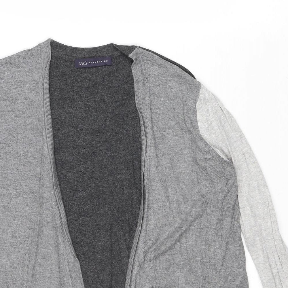Marks and Spencer Womens Grey V-Neck Viscose Cardigan Jumper Size 10