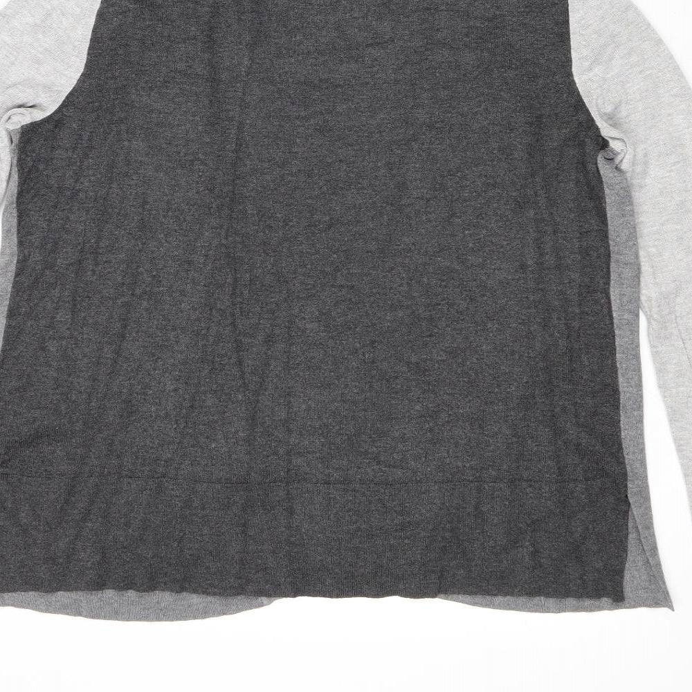 Marks and Spencer Womens Grey V-Neck Viscose Cardigan Jumper Size 10