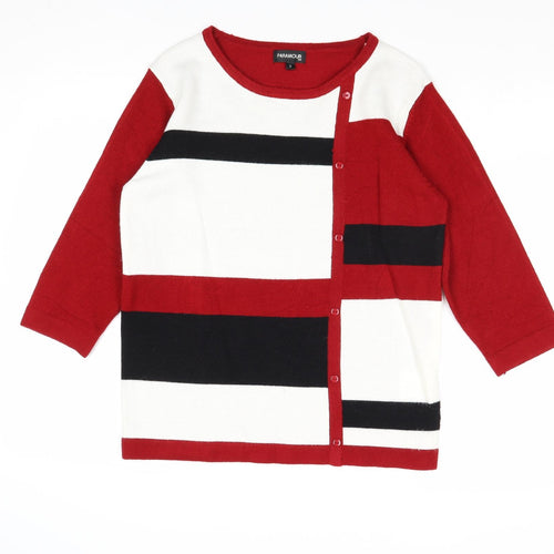 Paramour Womens Red Round Neck Geometric Acrylic Pullover Jumper Size S