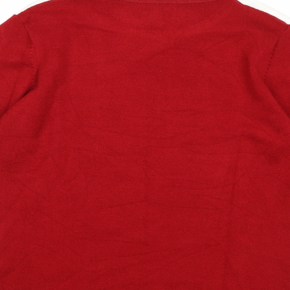 Paramour Womens Red Round Neck Geometric Acrylic Pullover Jumper Size S