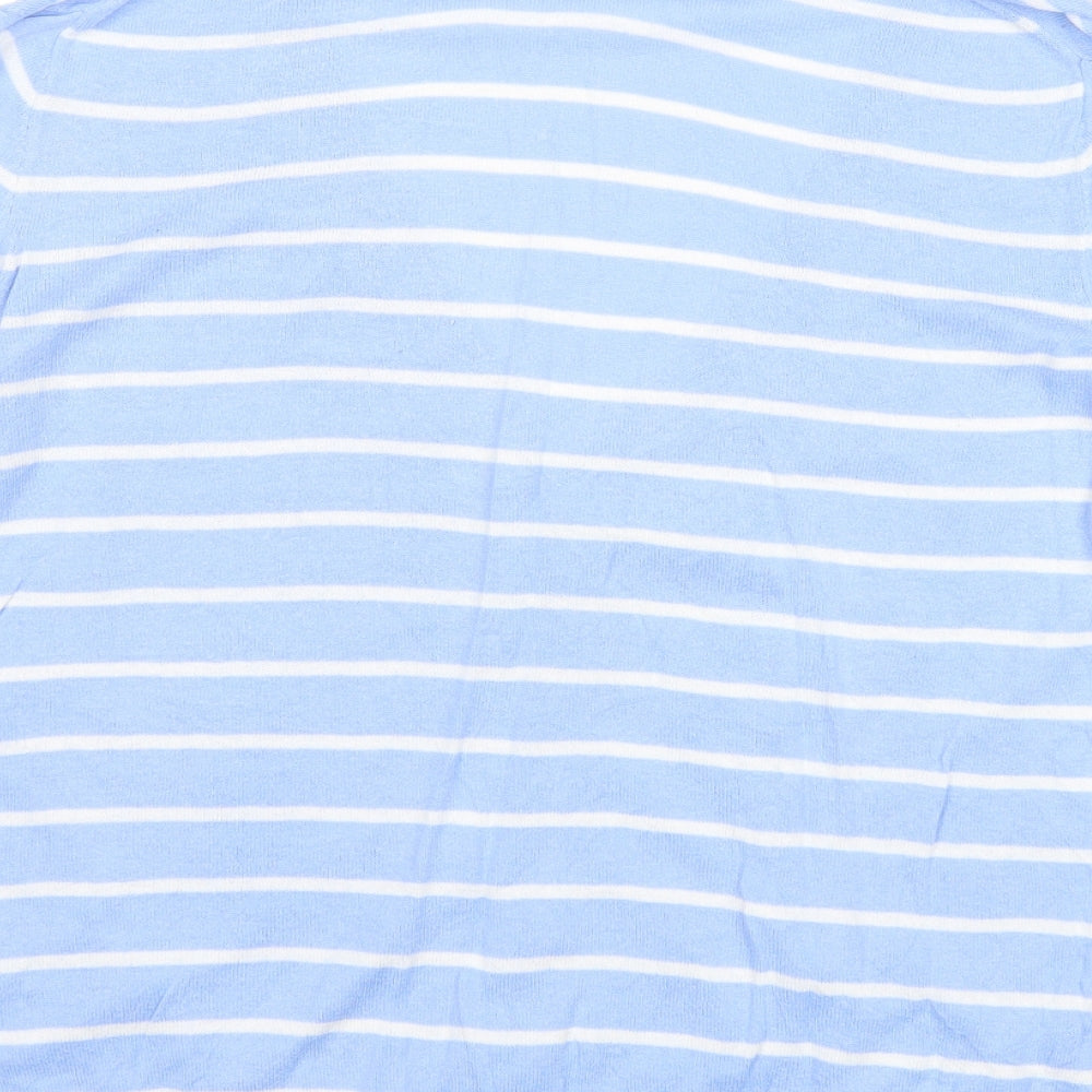 Gap Womens Blue V-Neck Striped Cotton Cardigan Jumper Size S