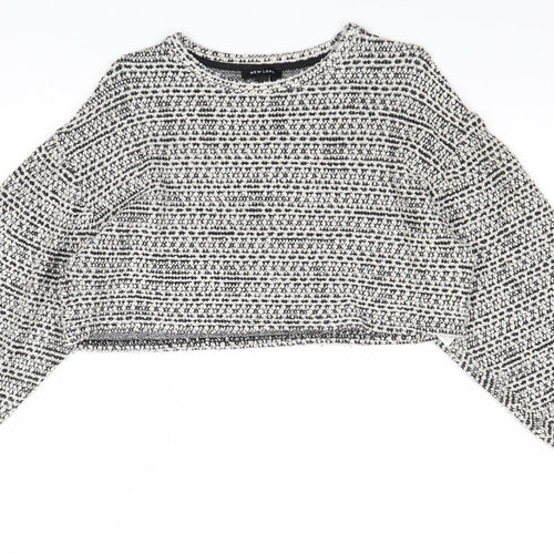 New Look Womens Grey Round Neck Cotton Pullover Jumper Size M