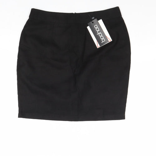 Boohoo Womens Black Polyester A-Line Skirt Size 8 Zip